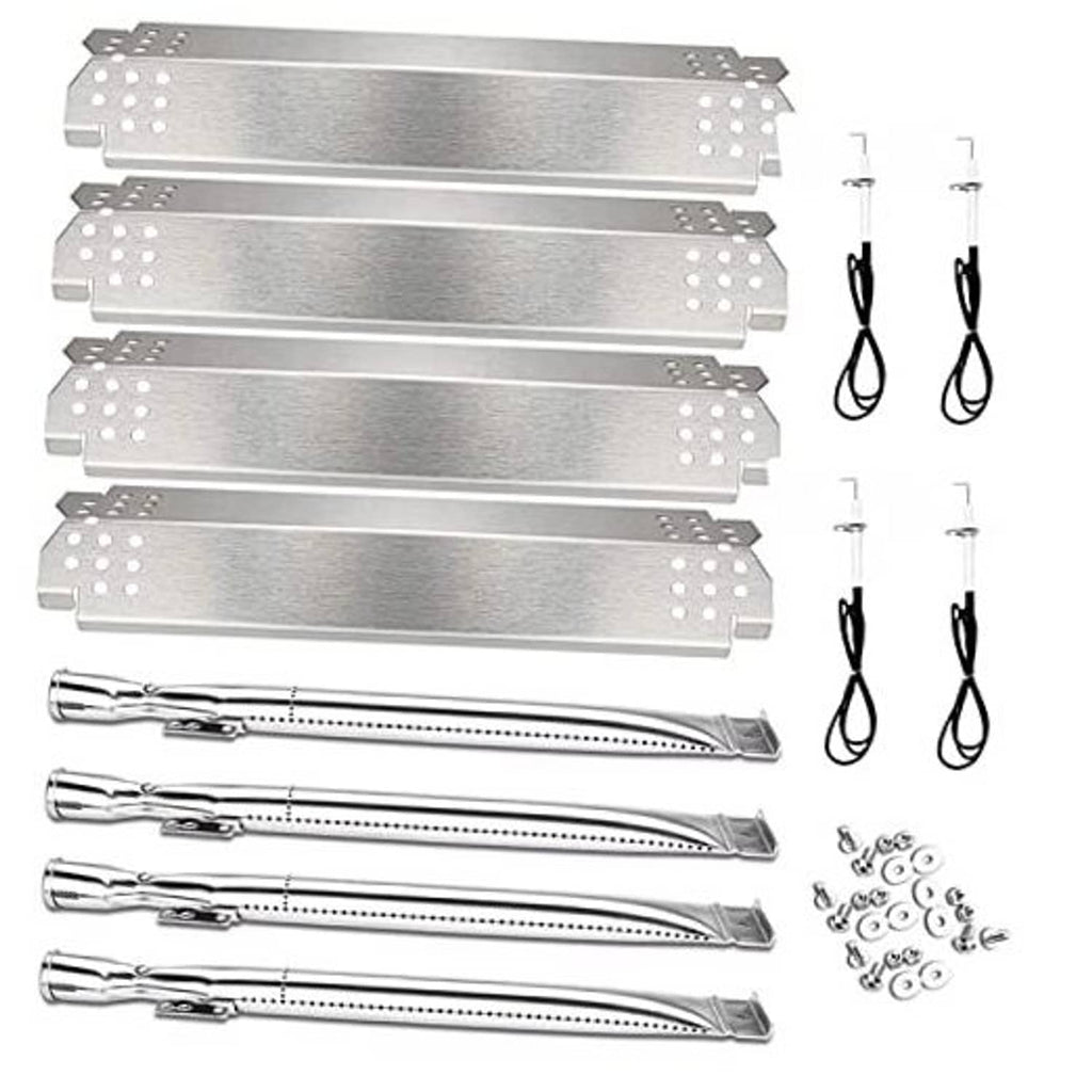 Stainless steel grill burner tubes, heat plates, mounting clips, screws and wires set