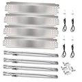 Stainless steel grill burner tubes, heat plates, mounting clips, screws and wires set