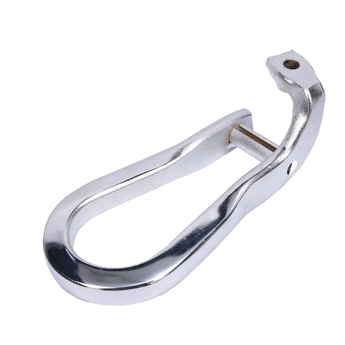 Chrome tow hook pair with U-shaped frame and mounting hole