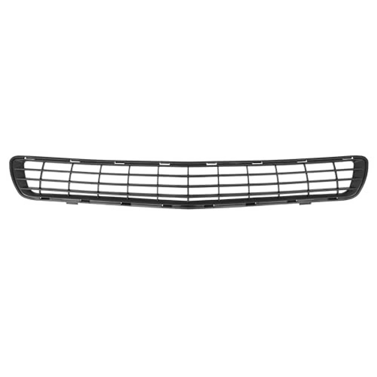 Black front lower grille with center bar opening and rectangular grid