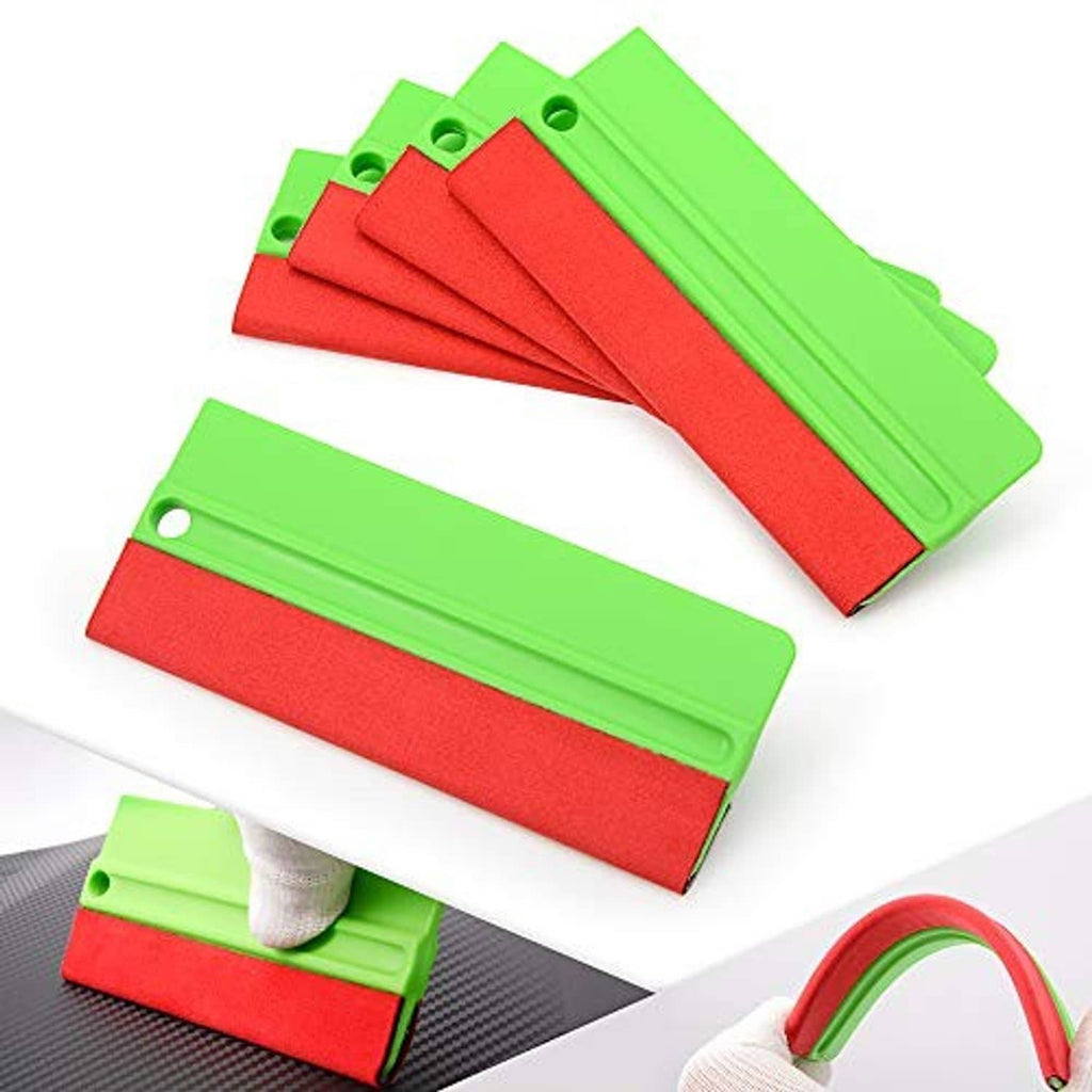 Set of felt squeegee wrap tools with green bodies and red felt pads