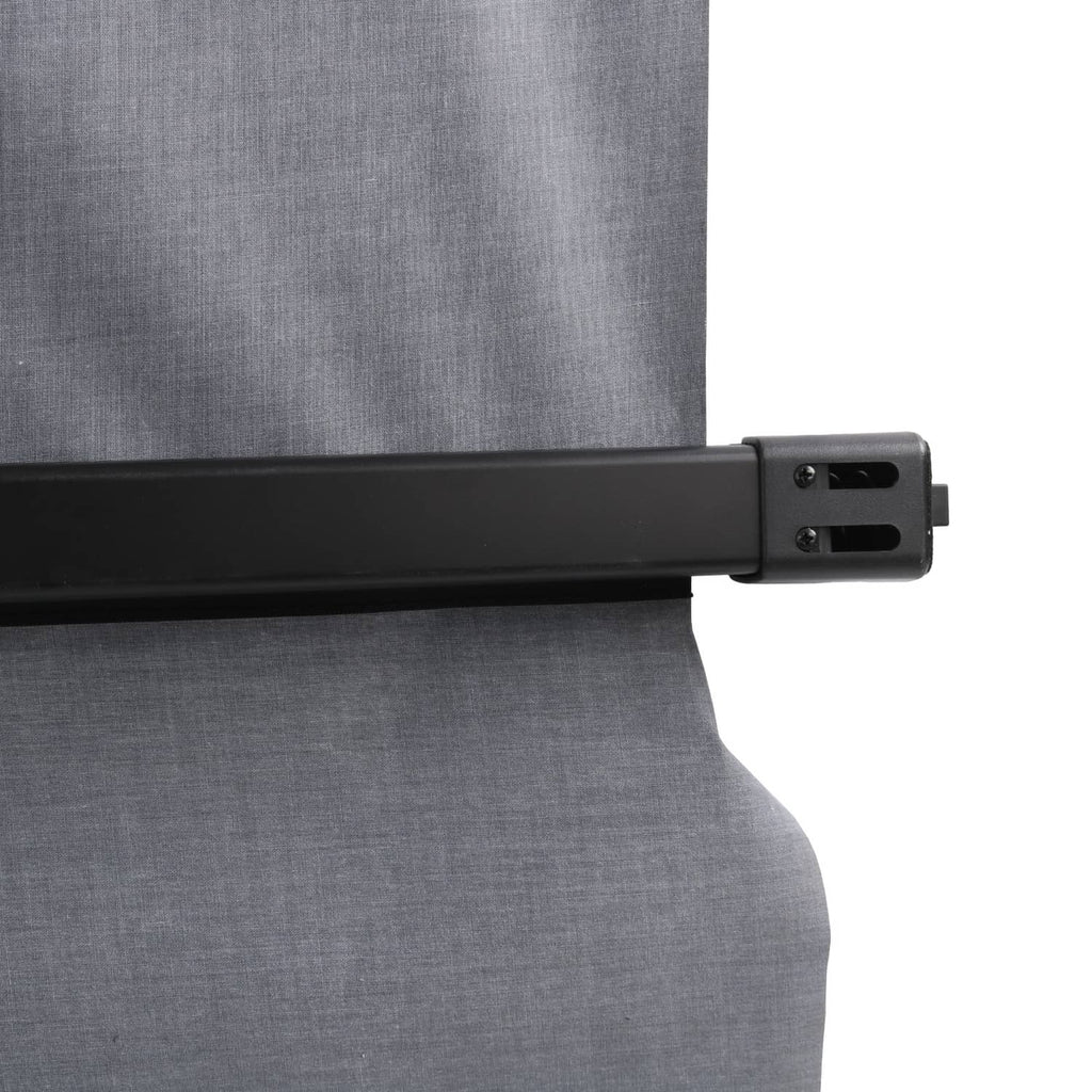 Rear trunk security shade with black mounting bar and bracket hardware