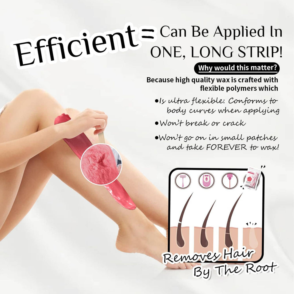 Flexible hard wax for one long strip application with included kit tools