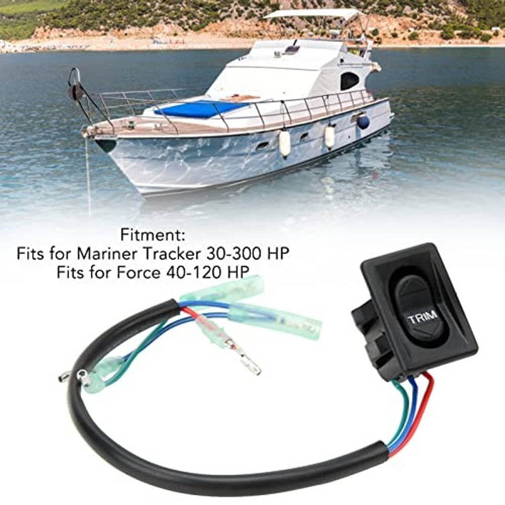Black trim tilt switch with TRIM button and attached wiring harness