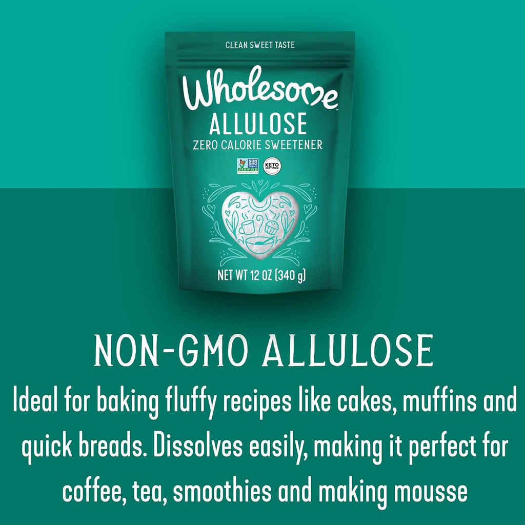 Wholesome non-GMO allulose zero-calorie sweetener pouch, 12 oz