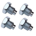 Set of four silver hex-head bolts with threaded shafts