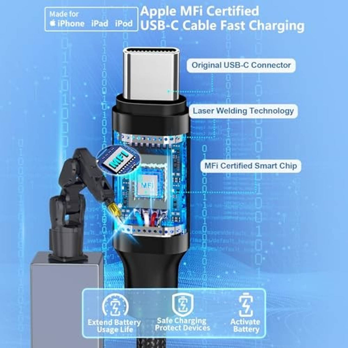 Car charger with USB-C connector, visible internal chip and wiring on black housing