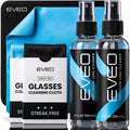 Glasses cleaning spray bottles and streak-free microfiber cloth set, black