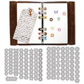 Page tab hole reinforcement cutting dies set with gear, star, circle, and tab shapes