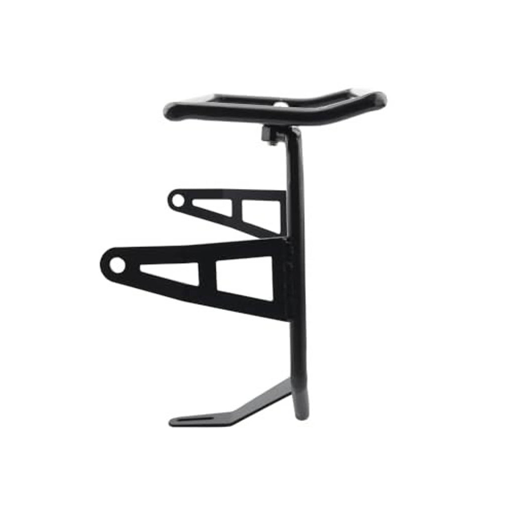Motorcycle front luggage rack bracket with headlight guard, black steel mounting frame