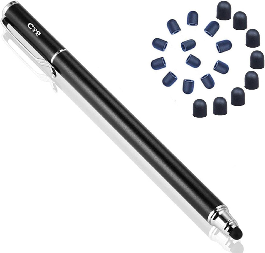 Black capacitive touch screen stylus pen with spare blue rubber tips