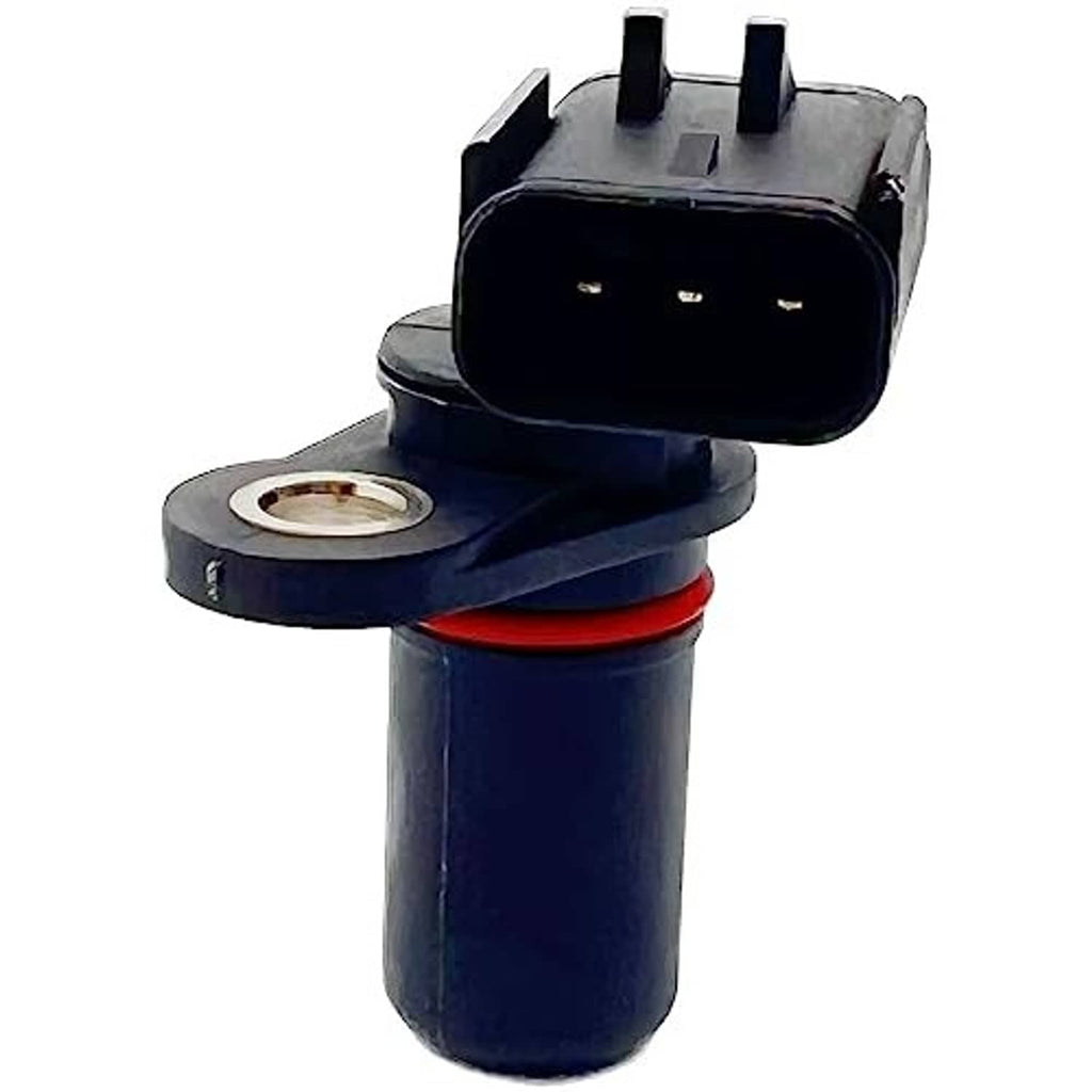 Crankshaft position sensor with dark blue body, red seal ring, and black electrical connector