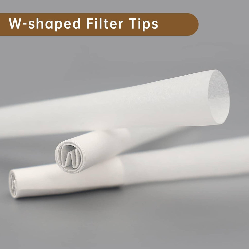 White pre-rolled cone with visible W-shaped filter tip end