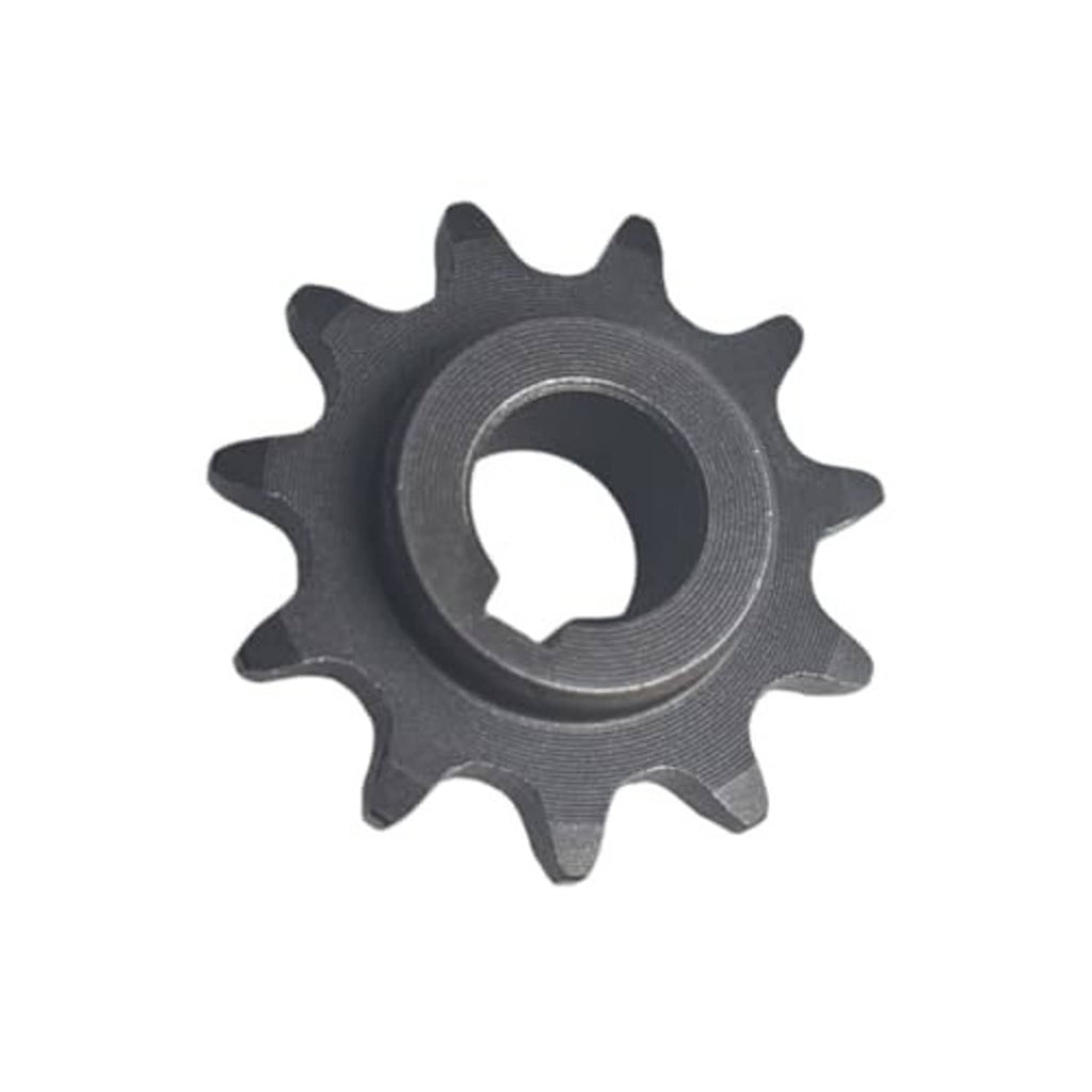 11-tooth sprocket gear front view with stepped center bore, dark metal finish