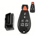 Black keyless remote fob with red PANIC button and lock/unlock icon buttons