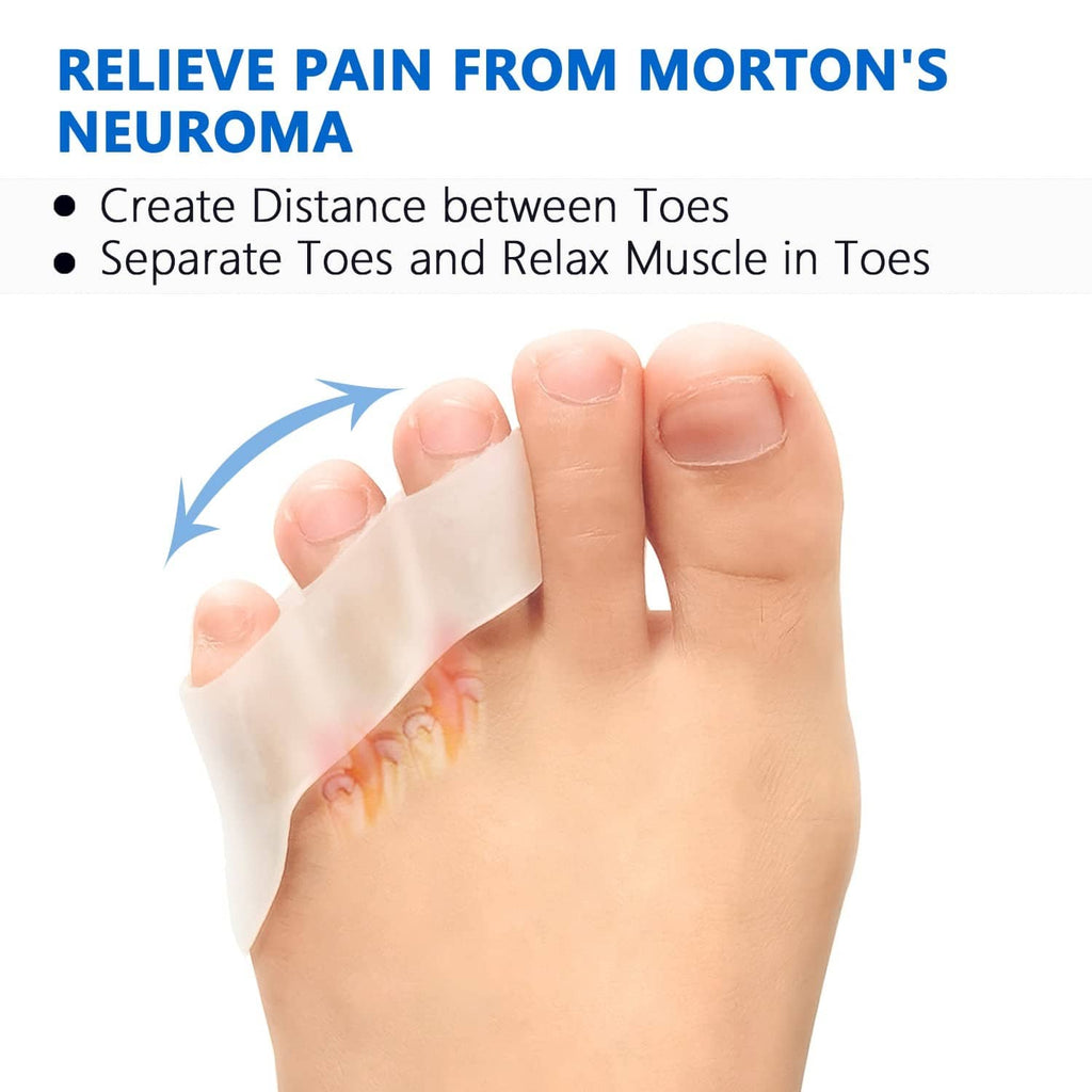 Silicone pinky toe protector, clear spacer piece on toes for cushioning
