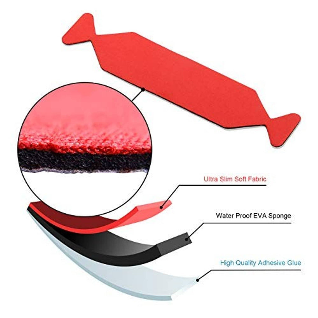 Magnetic squeegee showing red felt pad over black blade, close-up fabric texture