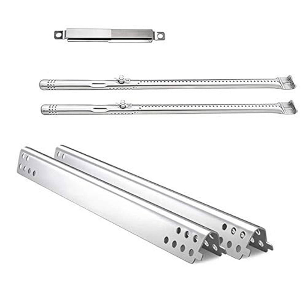 Silver stainless steel burner shield and heat plate replacement parts, perforated