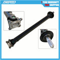 Front drive shaft assembly with flange ends and black rubber boot, steel shaft