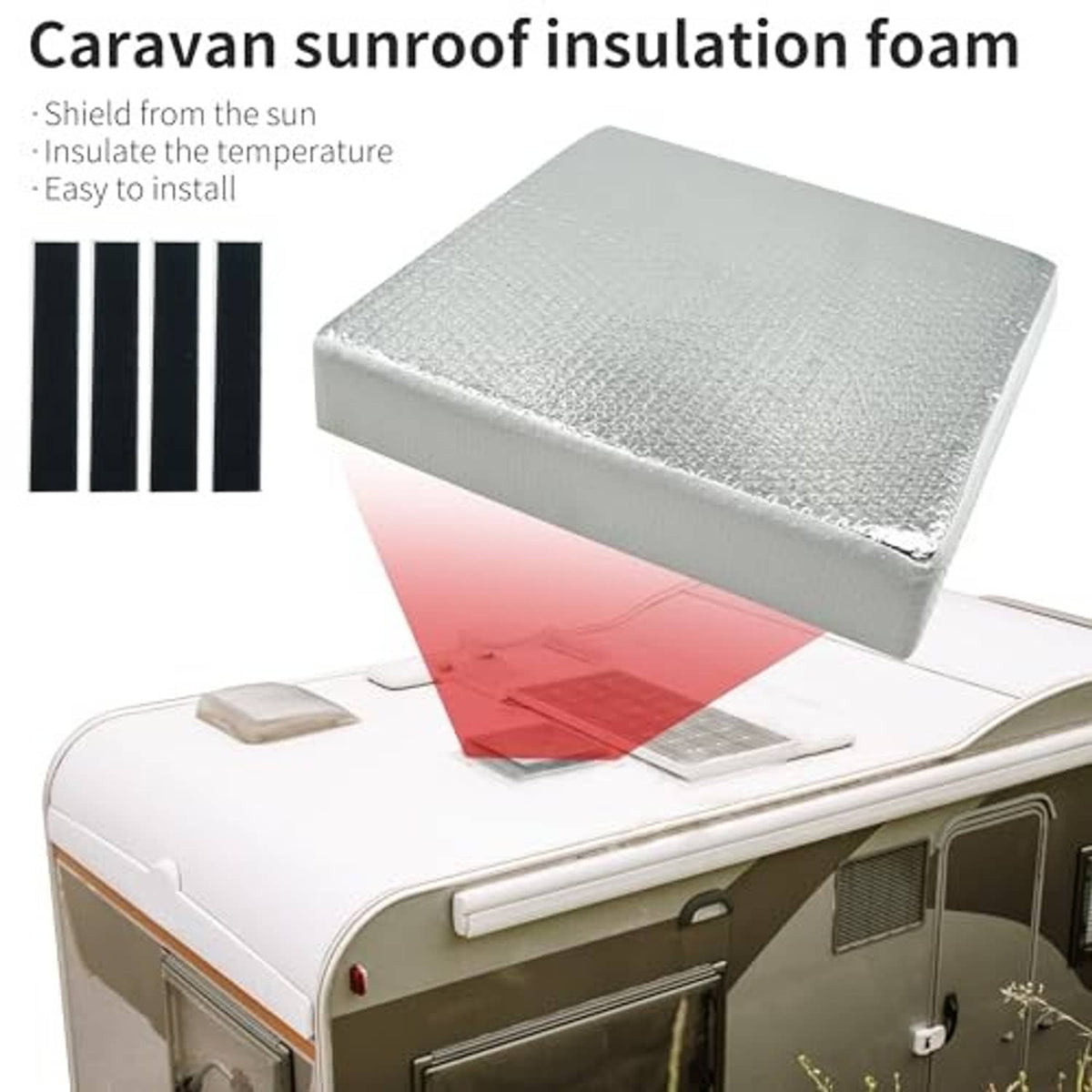 RV vent insulator pad placed over an RV skylight vent opening