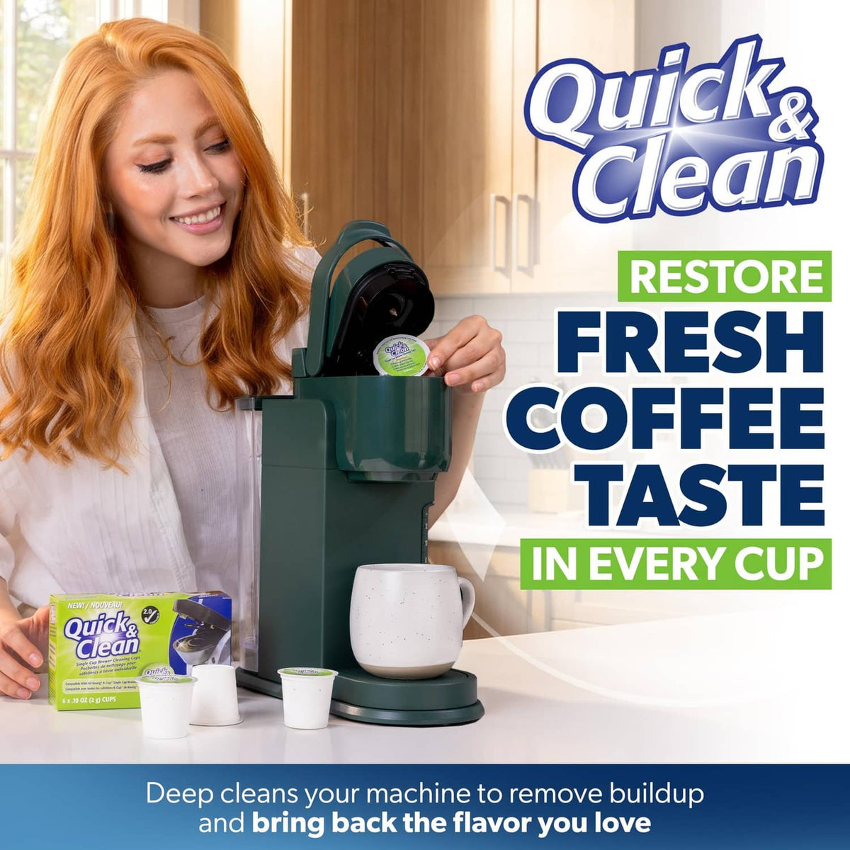 K-Cup cleaning pod placed in a Keurig-style coffee brewer