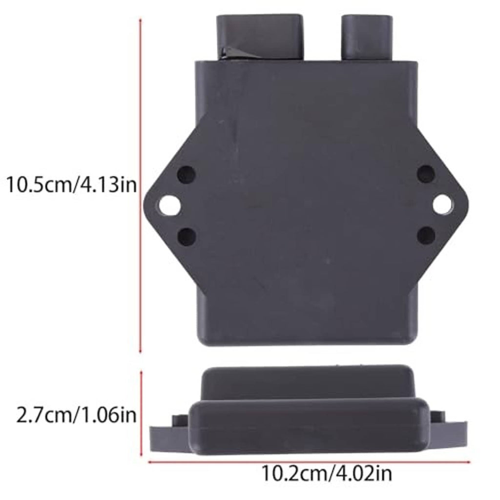 Dark gray CDI ignition box with front mounting holes and two connector terminals