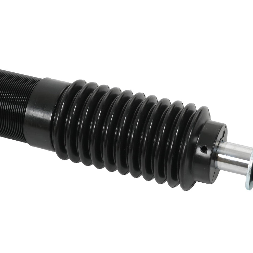 Adjustable coilover shock: black coil spring with shiny rod end