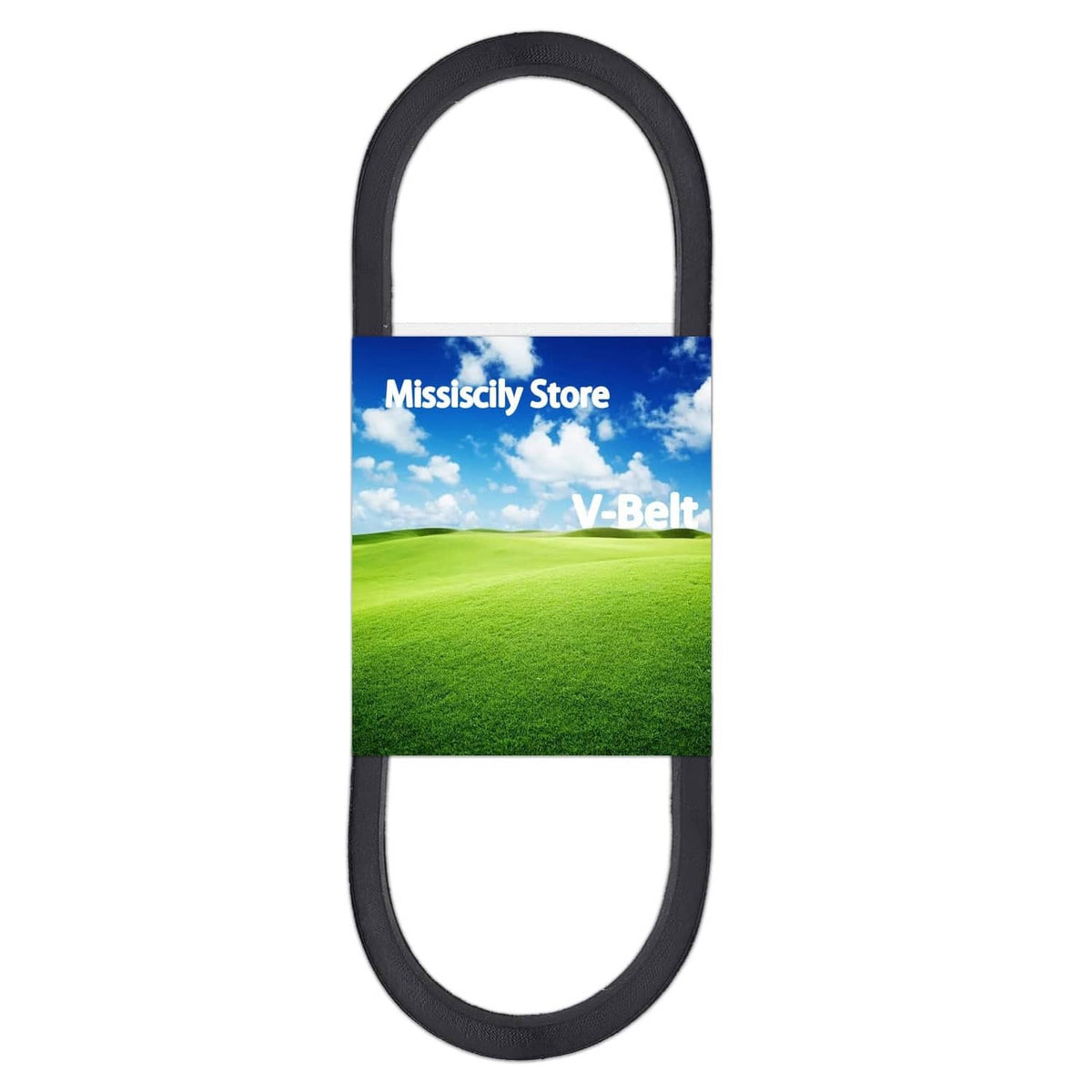 Black V-belt drive belt loop, lawn mower accessory
