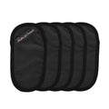 Black MakeUp Eraser Mini PRO pads, 5-pack of oval cloth discs.