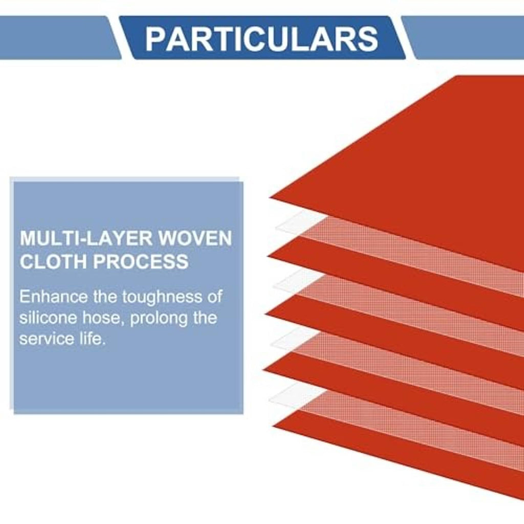 Silicone hose reducer cross-section, multi-layer woven cloth reinforcement graphic