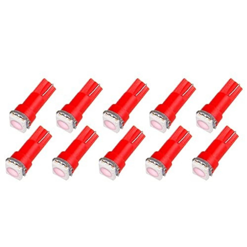10-pack pink T5 LED wedge bulbs with red plastic base