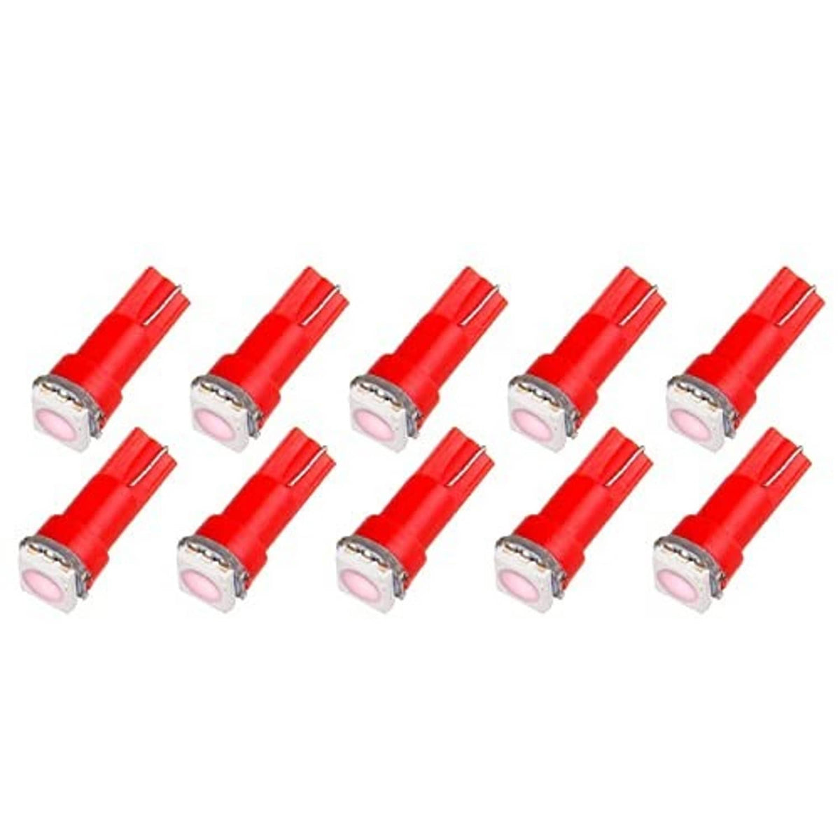 10-pack pink T5 LED wedge bulbs with red plastic base