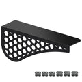 Black mini bike chain guard with hex mesh cutouts and curved front edge