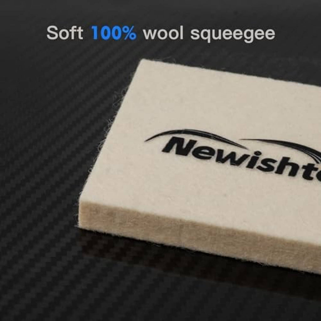 Wool felt squeegee with thick beige edge, Newishtool logo, soft 100% wool