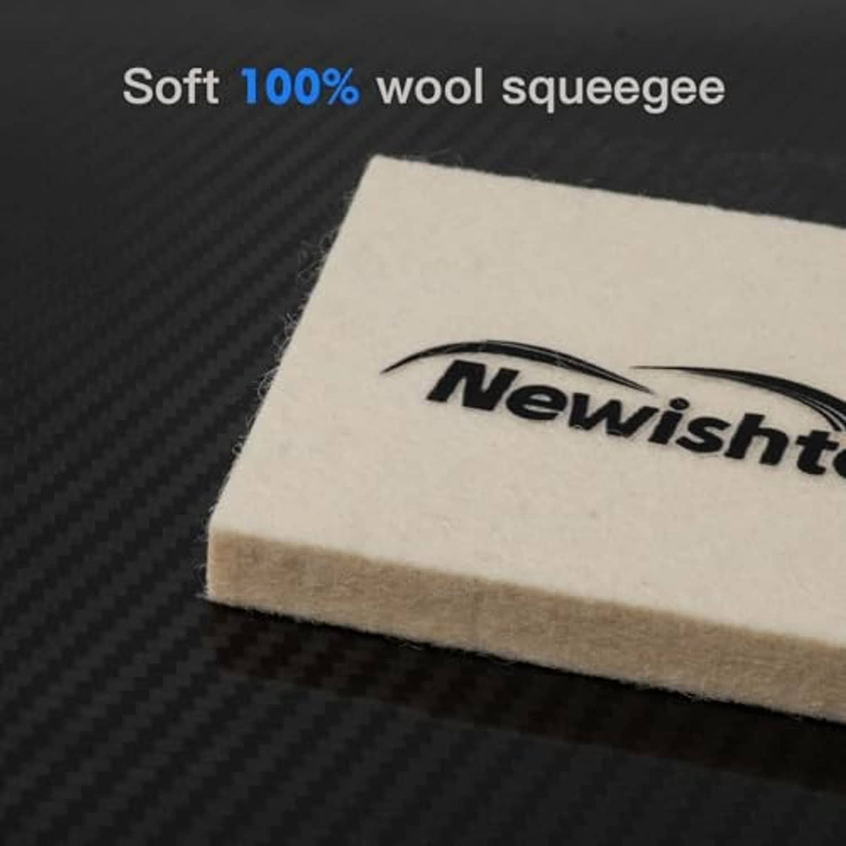 Wool felt squeegee with thick beige edge, Newishtool logo, soft 100% wool