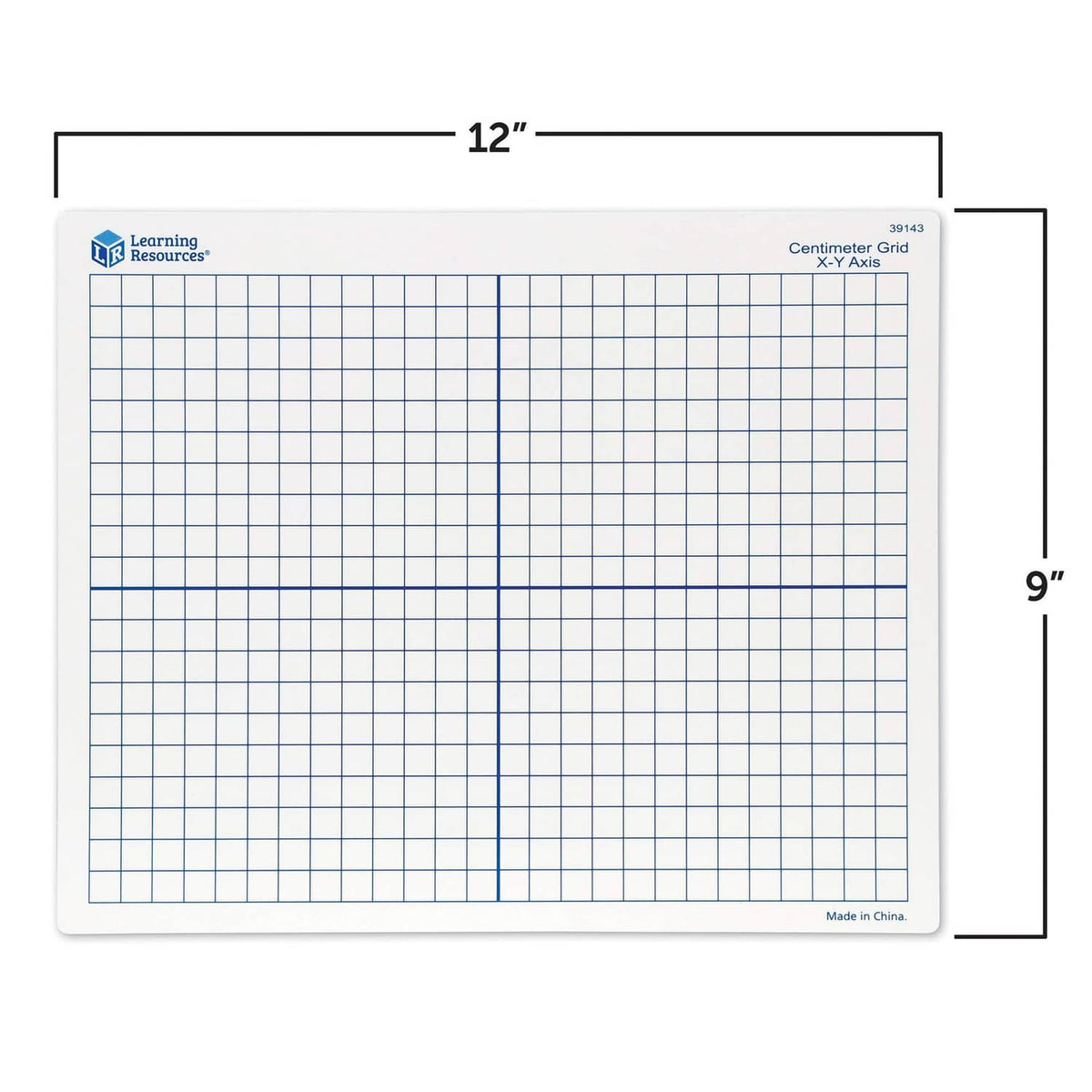 Learning Resources X-Y axis dry erase board, white with blue grid and 9x12 markings