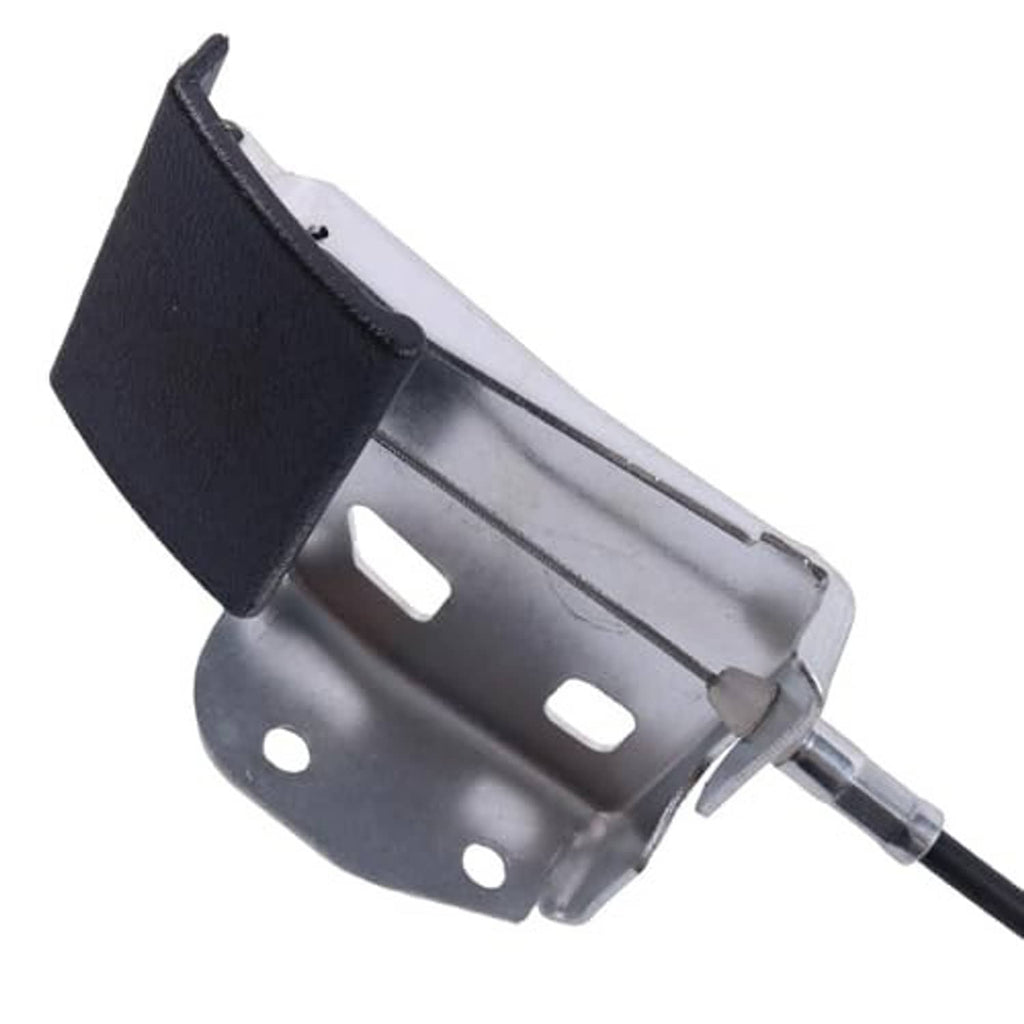 Hood release cable latch bracket with spring clip and black cable