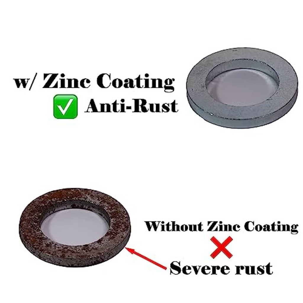 Spacer washer rings with inner hole, zinc-coated metal finish