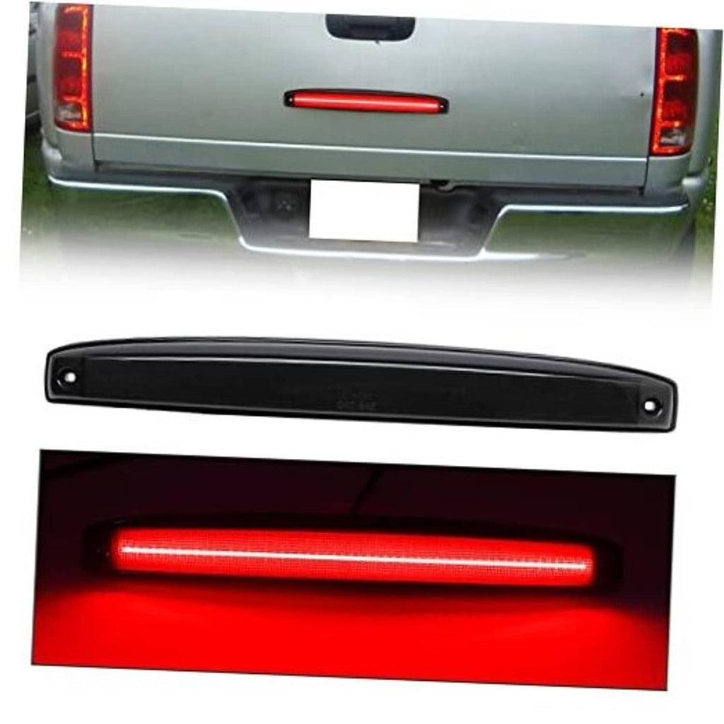 Smoked red LED tailgate light bar with clear lens, black housing