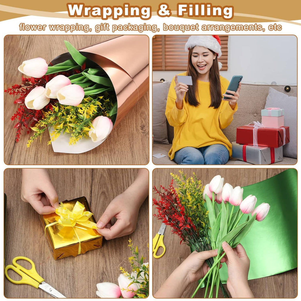 Gold metallic paper wrapping used on flowers and small gift boxes