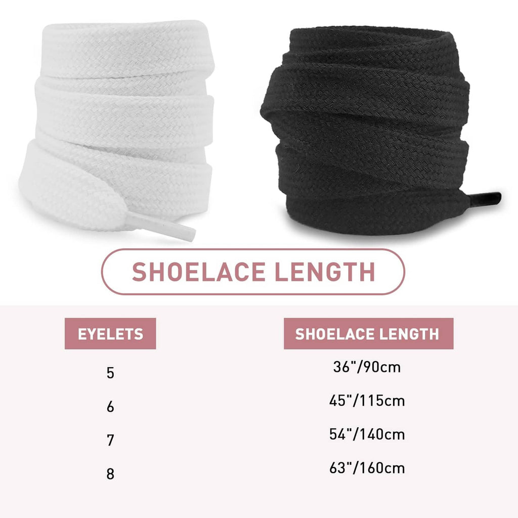 White and black flat cotton shoelaces coiled with straight ends