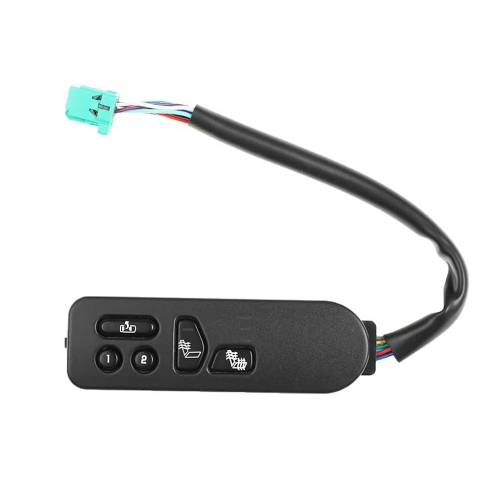 Black seat heater switch panel with icon buttons and wiring cable