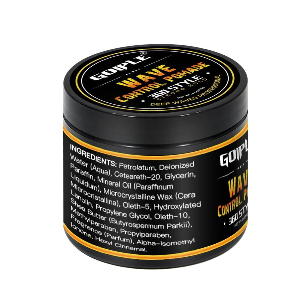 Back label of GOIPLE Wave Butter jar with ingredients list, black and gold container