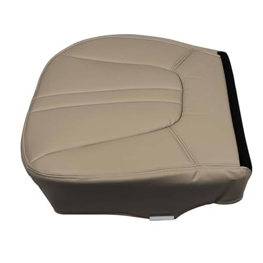 Tan synthetic leather seat bottom cover side profile with smooth padded surface