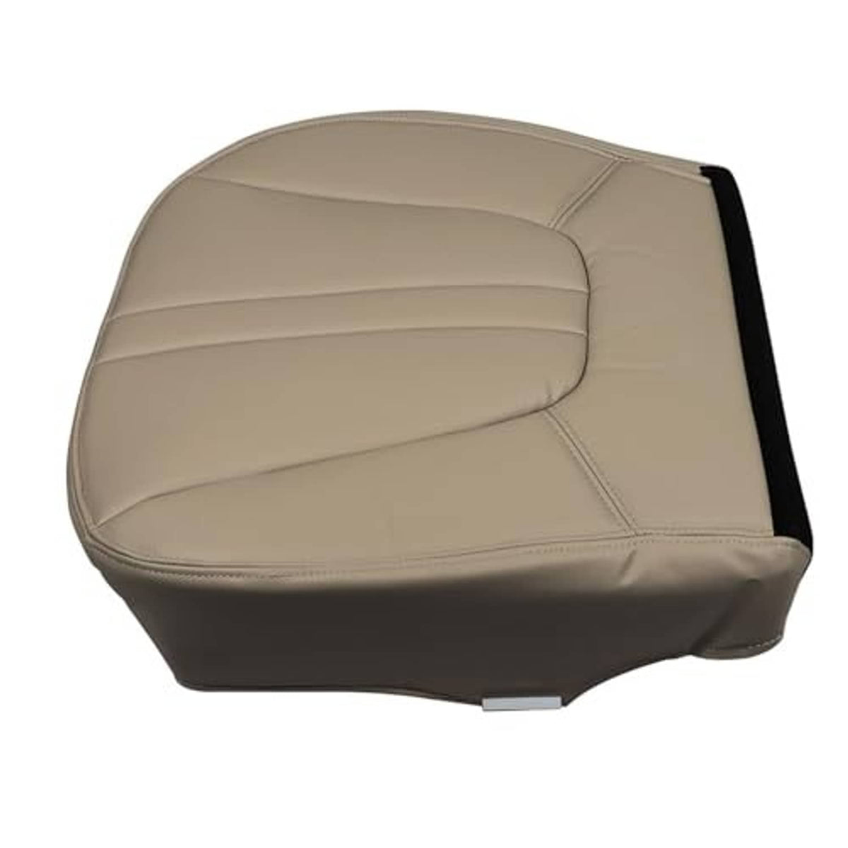 Tan synthetic leather seat bottom cover side profile with smooth padded surface
