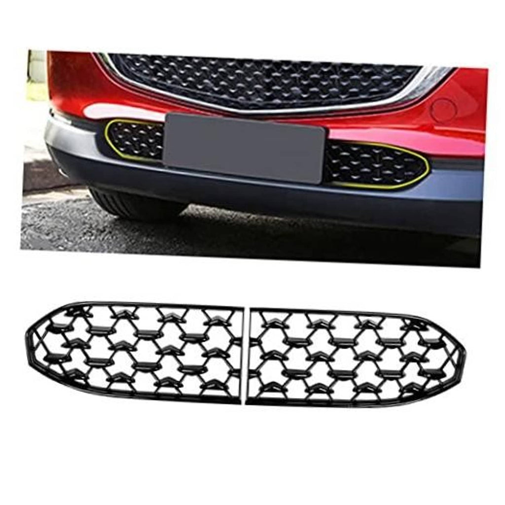 Front grille insert with black honeycomb mesh pattern, two-piece design