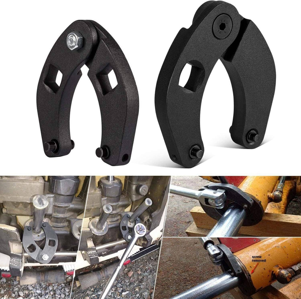 Adjustable gland nut wrench set with two open-frame tools and visible hex adjustment bolts