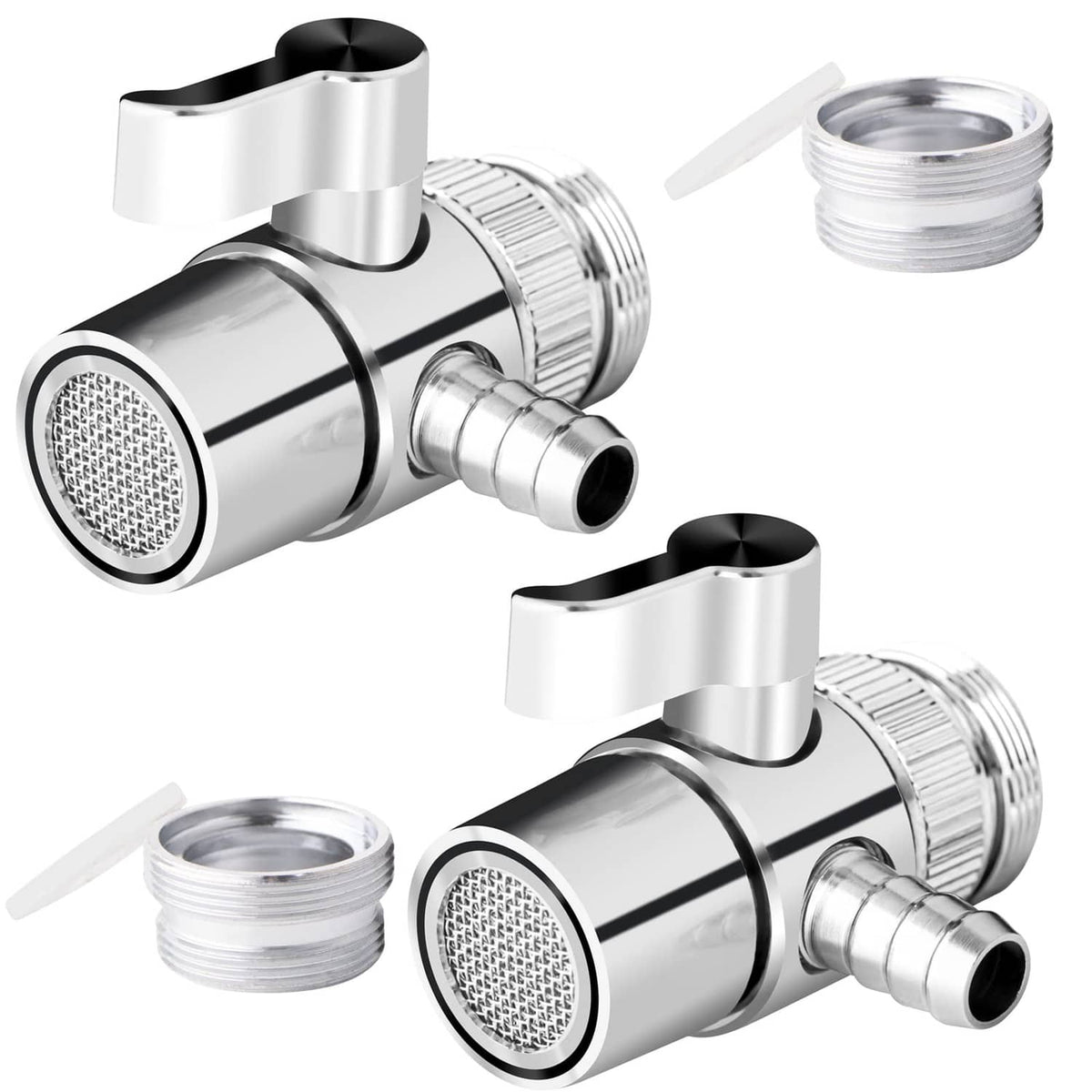 2-pack chrome faucet diverter valves with 9.5mm barb outlet connection
