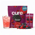 Berry pomegranate electrolyte drink mix pouch with Cure branding and FSA/HSA approved badge