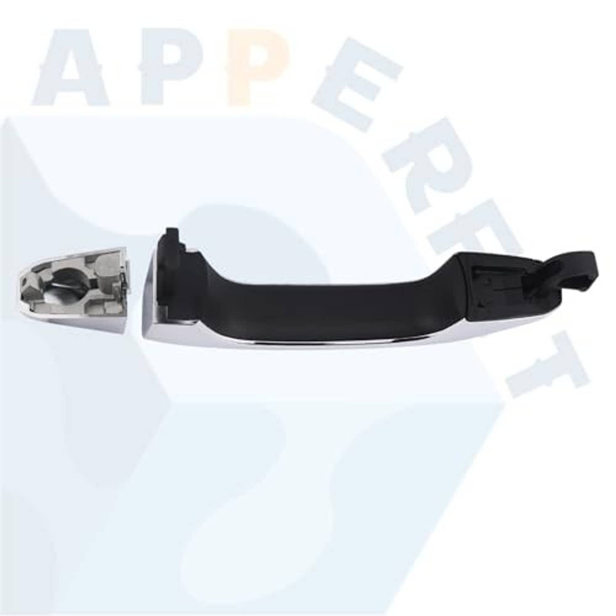 Exterior door handle interior parts with black handle and metal mounting insert